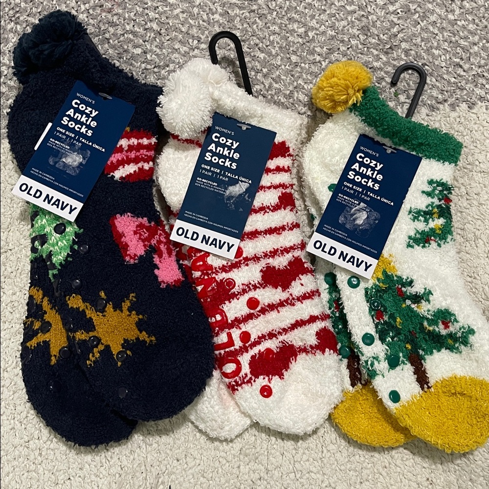 NWT- Old Navy - 3 Cozy Ankle Pompom Socks Bundle